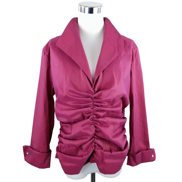 Tadashi Shoji Tops - Tadashi Shoji 16 Raspberry Ruched French Cuff Top